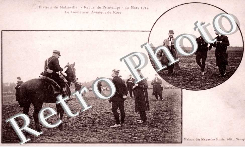 Revue de Printemps 14 Mars 1912 sur le Plateau, le Lieutenant Aviateur de Rose