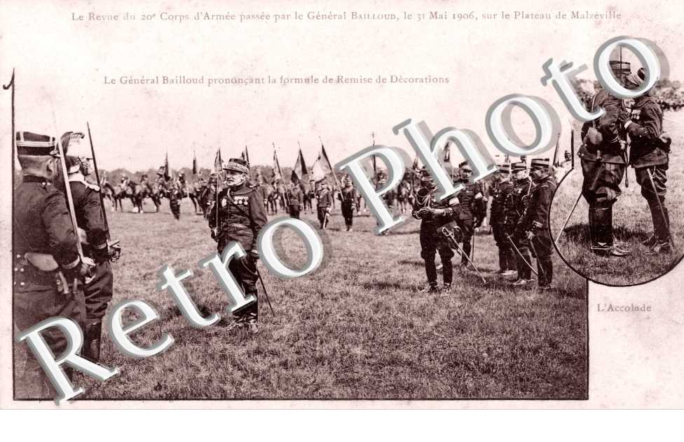 Revue du 20° Corps d'Armee passee par le General Bailloud, le 31 Mai 1906 sur le Plateau