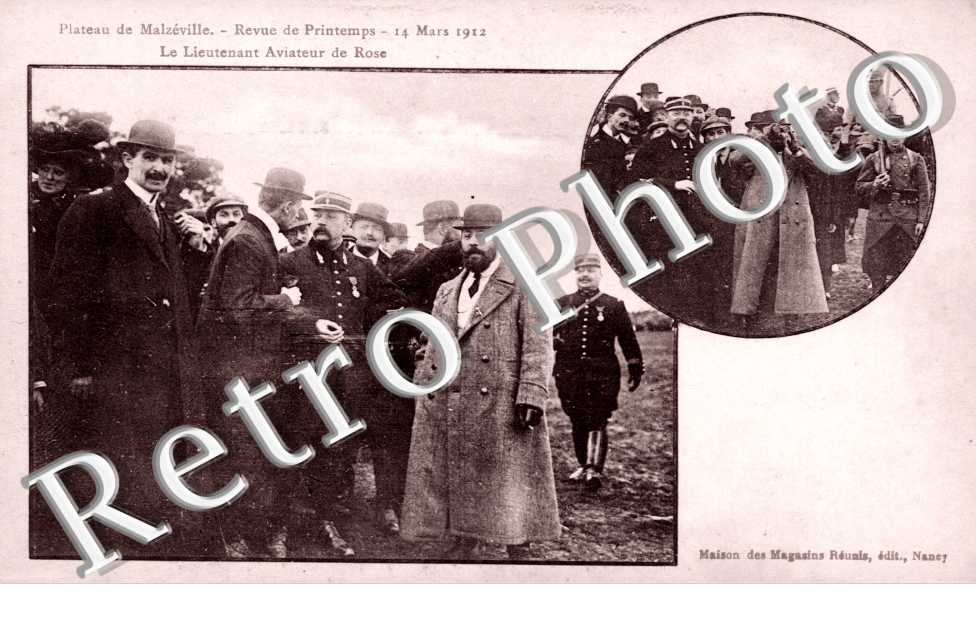 Revue de Printemps 14 Mars 1912 sur le Plateau, le Lieutenant Aviateur de Rose