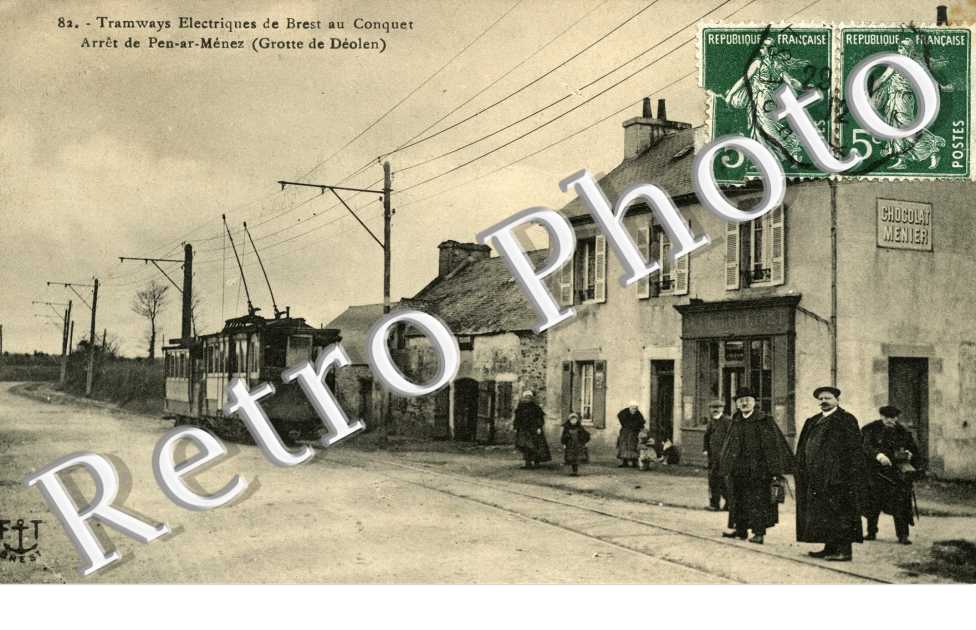 Tramways Electrique de Brest au Conquet. Arret de Pen Ar Menez