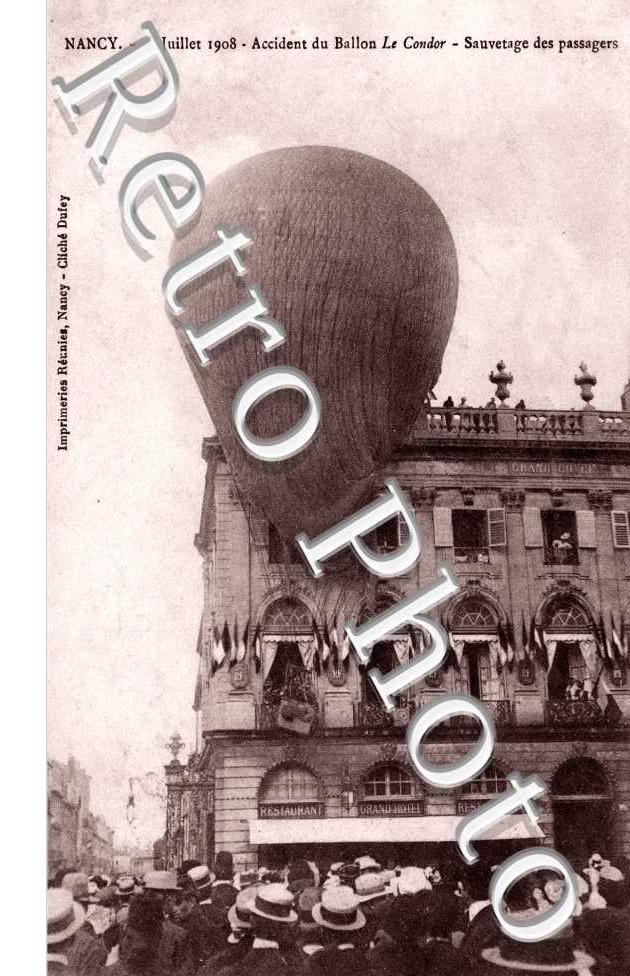 L'accident du ballon le 14 juillet 1908  Place Stanislas
