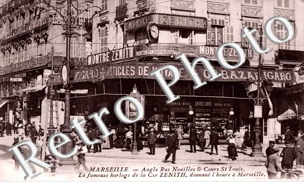 angle rue Noailles et Cours Saint Louis Horloge de la compagnie Zenith
