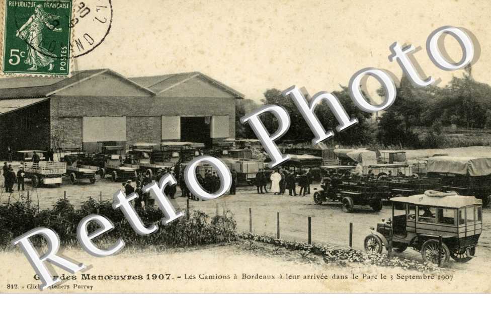 Grandes manoeuvres 1907 - Les camions a Bordeaux
