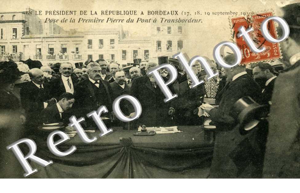 Le President de la Republique septembre 1910. Pose de la première pierre du pont transbordeur