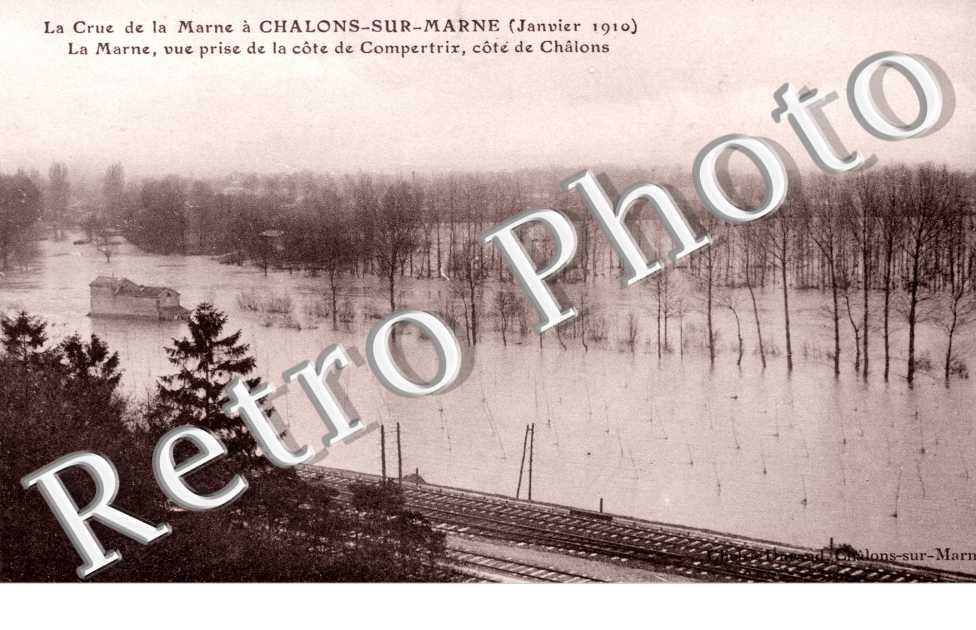 la Crue de la Marne vue prise de la cote de Compertrix