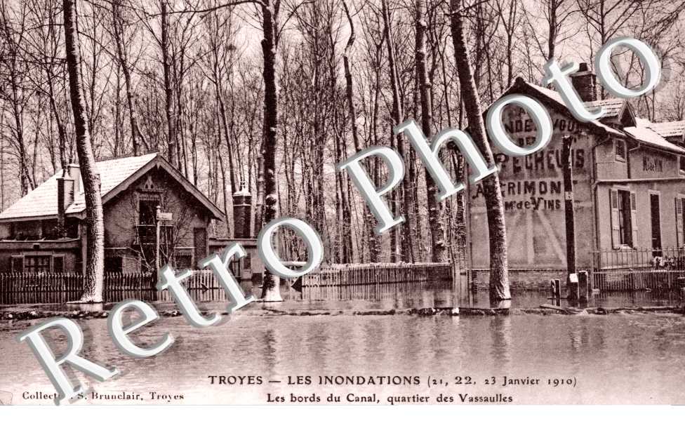 Bords du Canal, Quartier des Vassaulles Les Inondations 23 janvier 1910