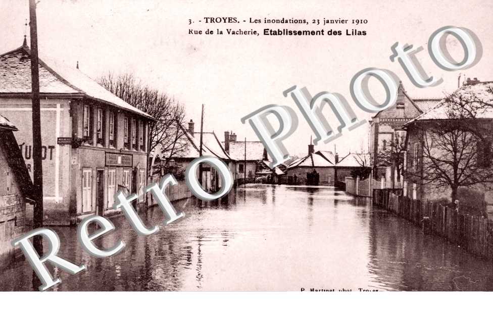 Rue de La Vacherie, Etablissement des Lilas Les Inondations 23 janvier 1910