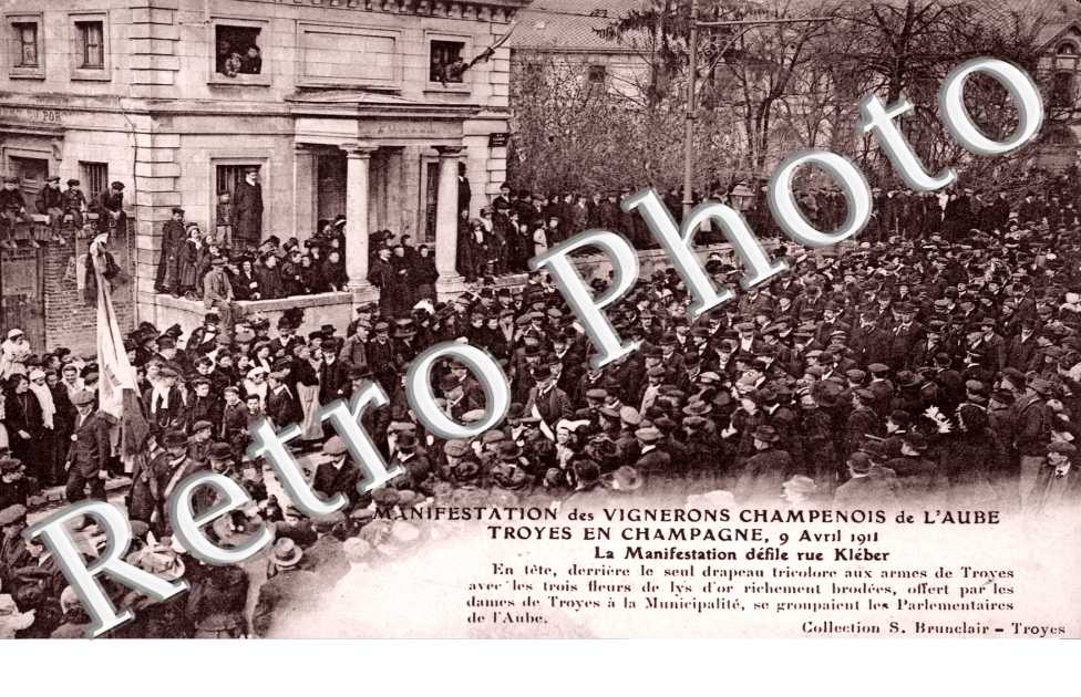 Manifestation des Vignerons Champenois de l4aube, le 9 avril 1911, la Manifestation Rue Kleber