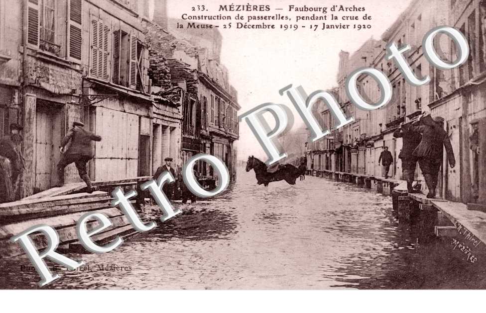 Mezieres, Faubourg d'Arches, crue 1919