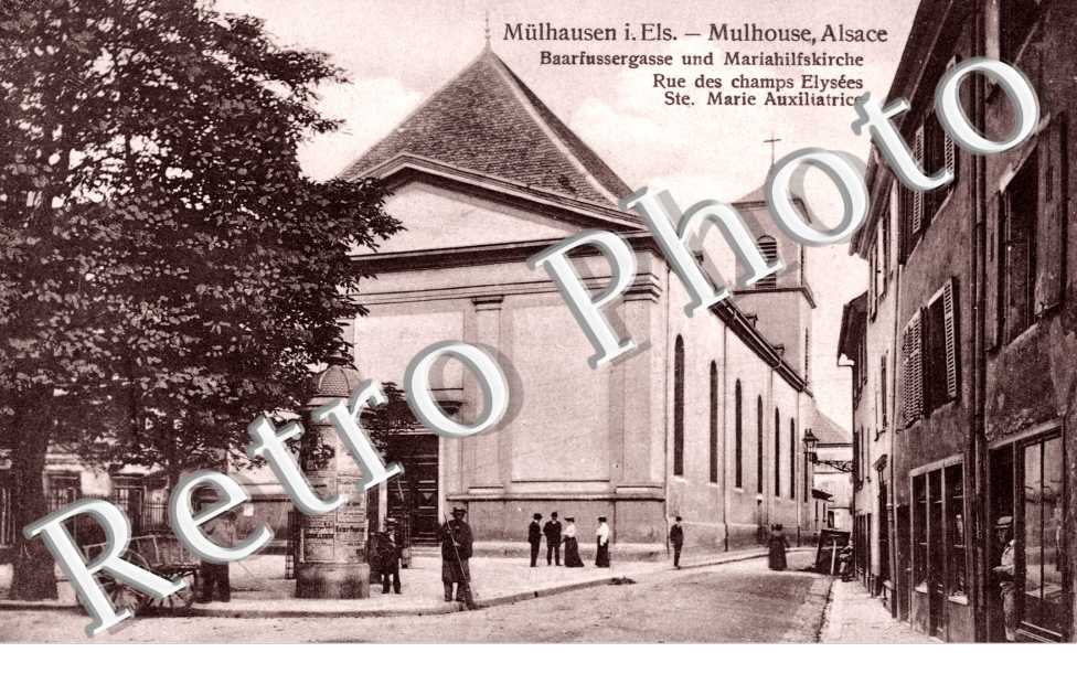 Baarfussergasse und Mariahilfskirche - rue des Champs Elysées  Sainte Marie Auxiliatrice