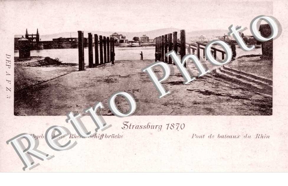 pont de bateaux du Rhin en 1870