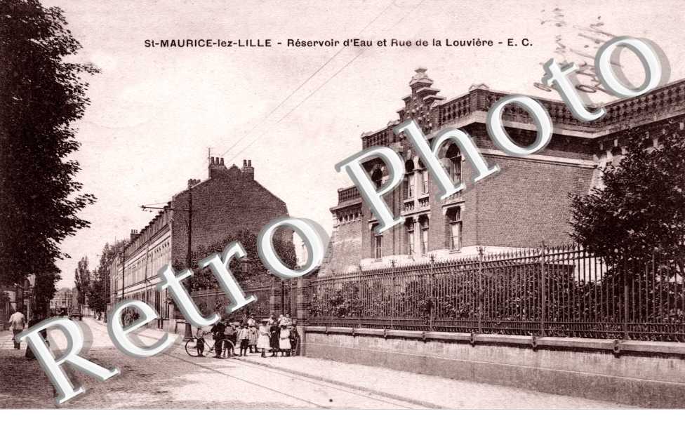 Saint Maurice lez Lille - Reservoir d'eau et rue de la Louviere