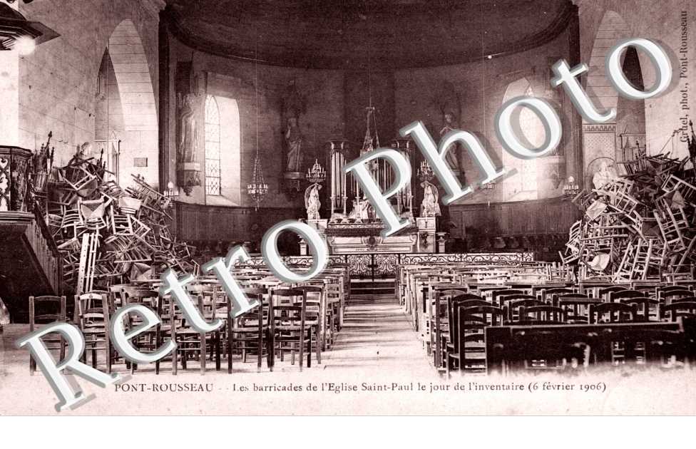 Pont Rousseau - les barricades de l&#039;eglise Saint Paul le jour de l&#039;inventaire 6 fevrier 1906