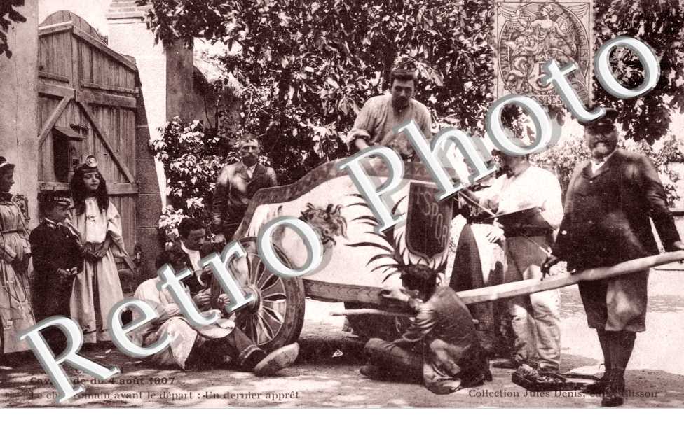 Cavalende du 4 aout 1907, le Char romain avant le depart