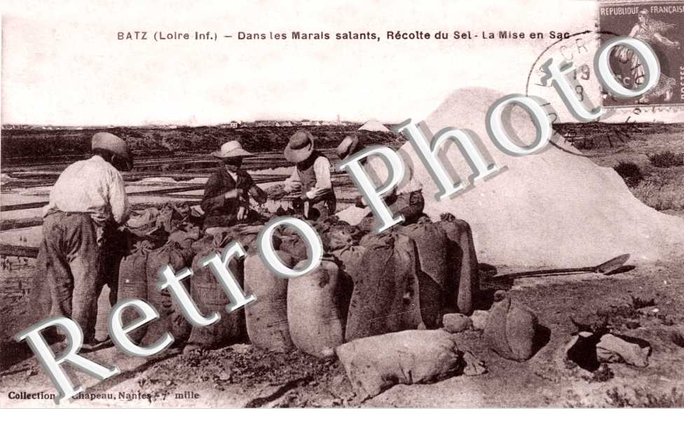 dans les marais salants - recolte de sel - la mise en sac