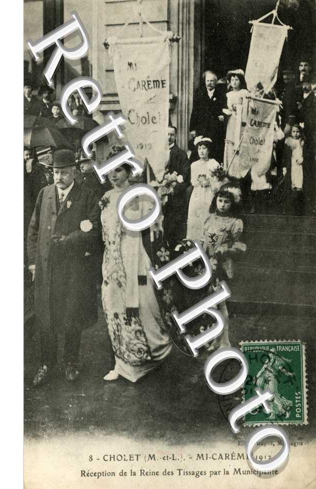 mi careme 1912, reception de la reine des tissages par la municipalite