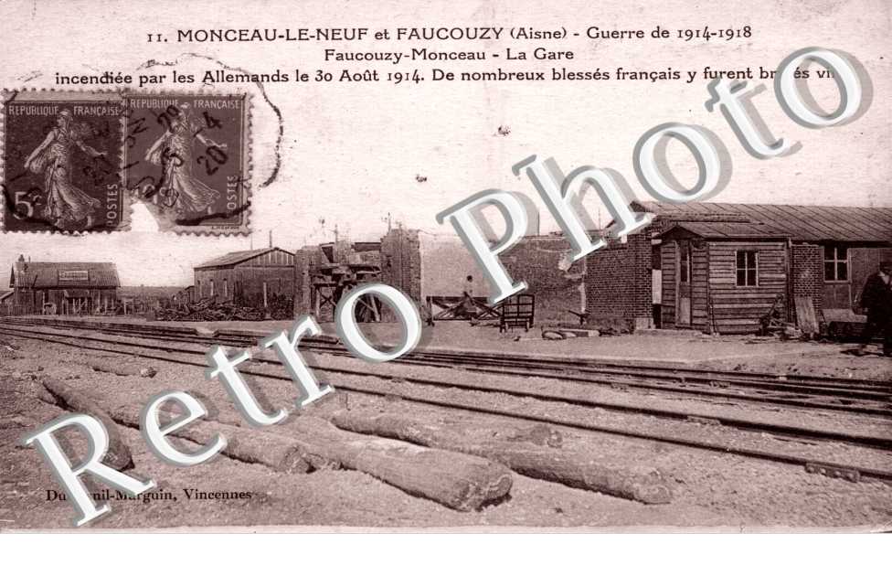 Faucouzy Monceau - la gare incendiee par les allemands le 30 aout 1914