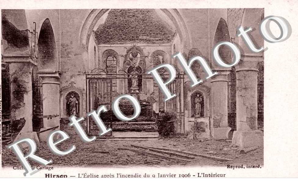 L&#039;Eglise incendiee le 9 janvier 1906