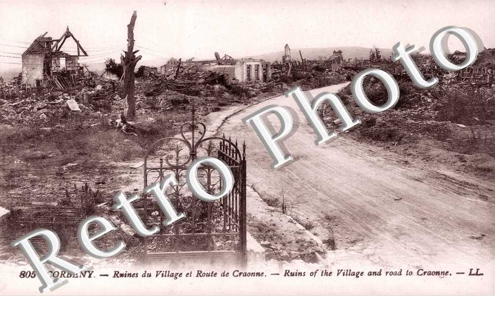 les ruines du village et route de Craonne