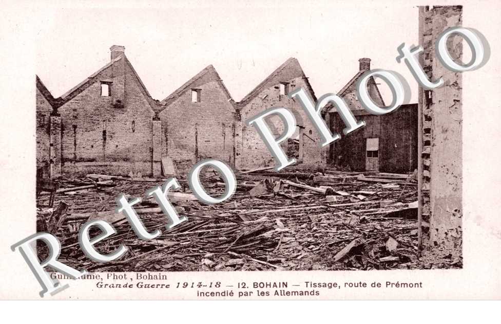 Tissage - route de Premont - incendie par les allemands