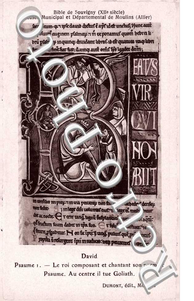 Bible de Souvigny David le roi composant et chantant son premier Psaume