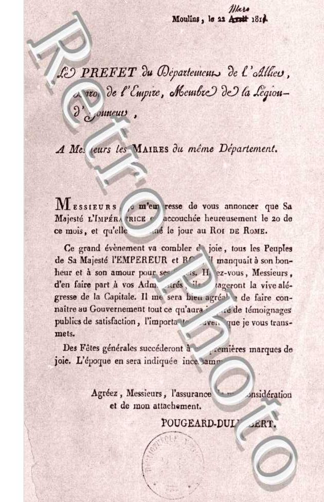 (Message du Prefet du Departement de l&#039;Allier)