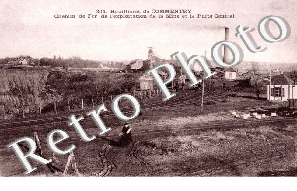 Houillieres, Chemin de Fer de l'exploitation de la Mine et le Puits Central
