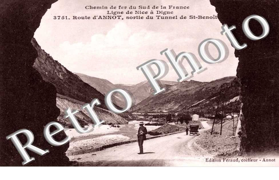 Route d'Annot - sortie du tunnel - ligne de Nice a Digne