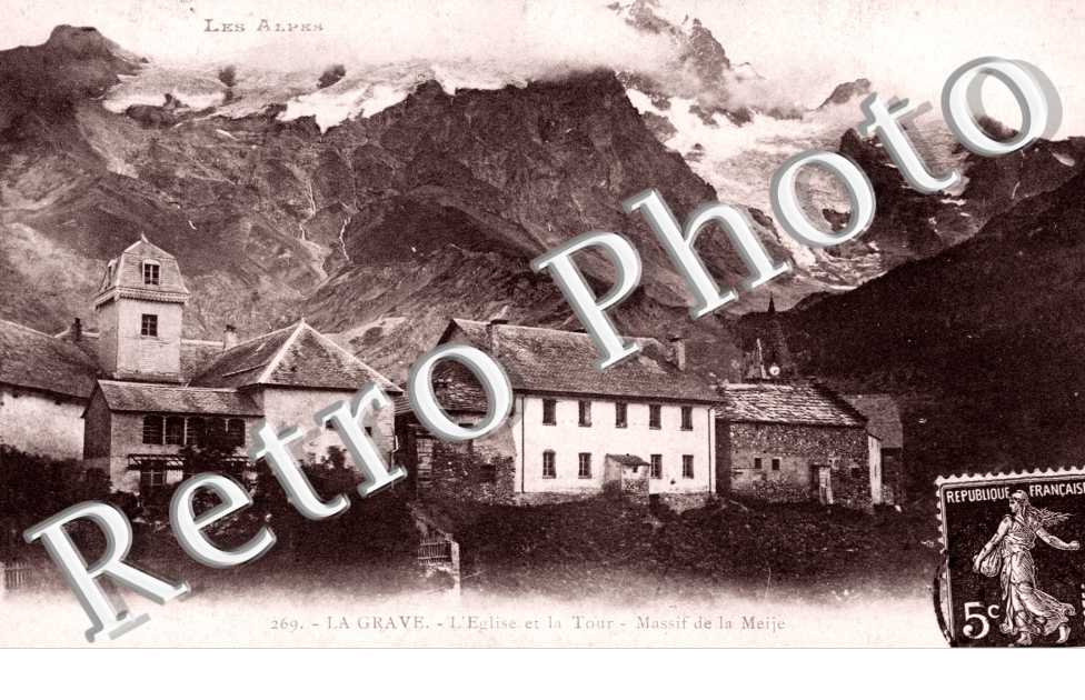 l&#039;Eglise et la tour Massif de la Meije