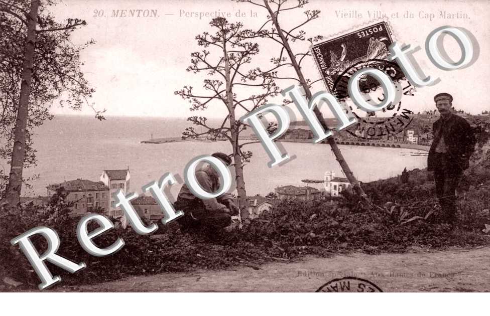 perspective de la vieille ville et du cap Martin - 1909