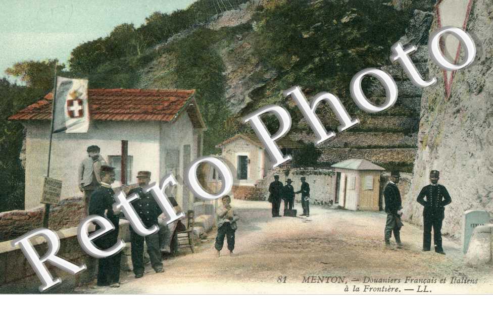 douaniers francais et italiens (carte colorisee)