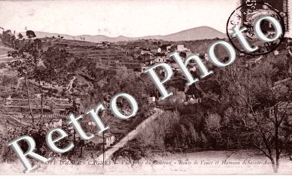 vue prise du chateau route de vence et hameau de sainte anne