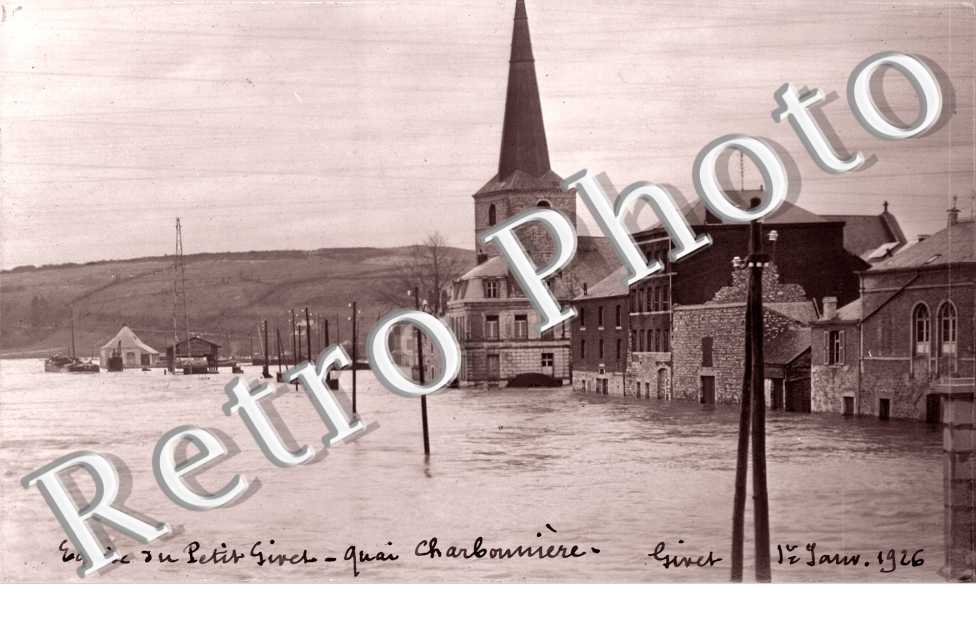 Inondations 1926, Eglise du Petit Givet  et Quai Charbonniere
