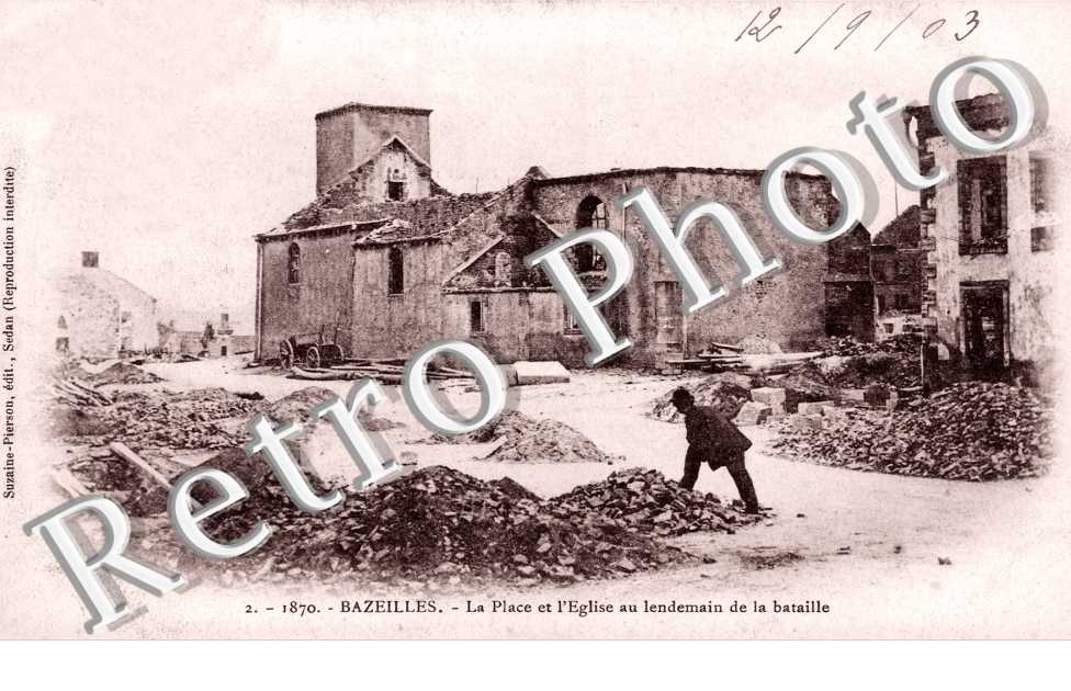 La place et l'église lendemain de bataille
