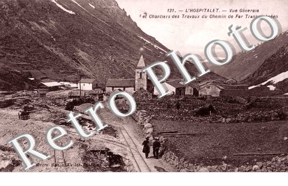 vue generale et chantiers des travaux du chemin de fer Transpyreneen