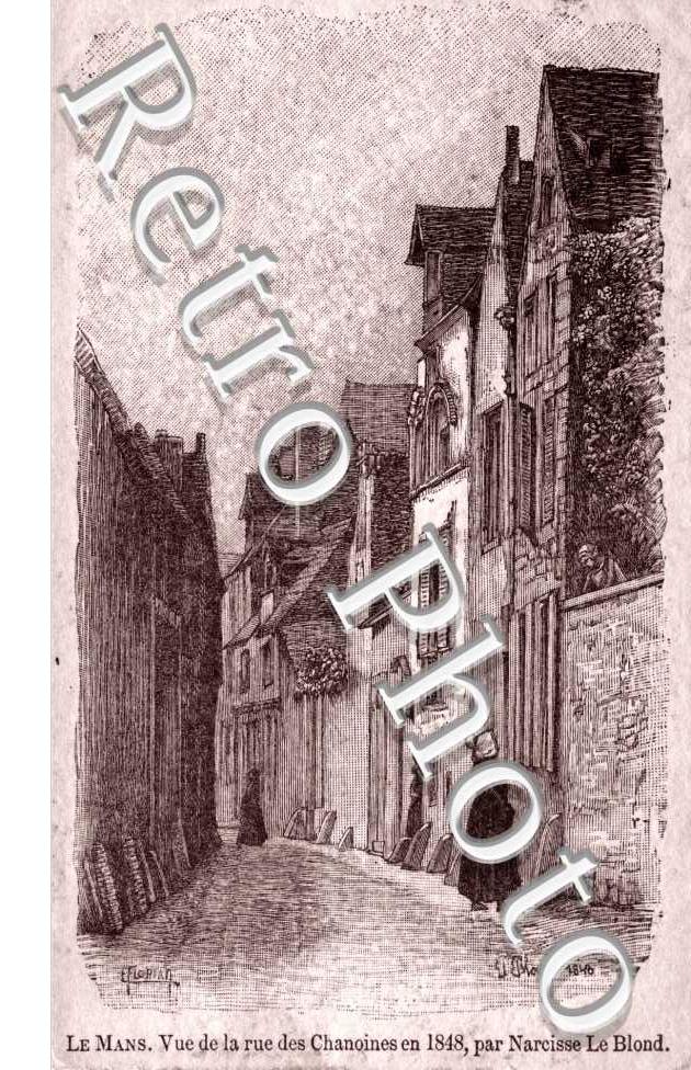 Vue de la rue des Chanoines en 1848 par Narcisse le Blond