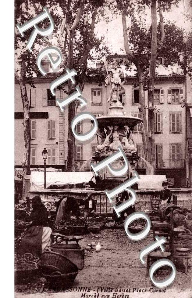 Carte Postale Ancienne – Carcassonne – Place Carnot – Marché Aux Herbes – Animée