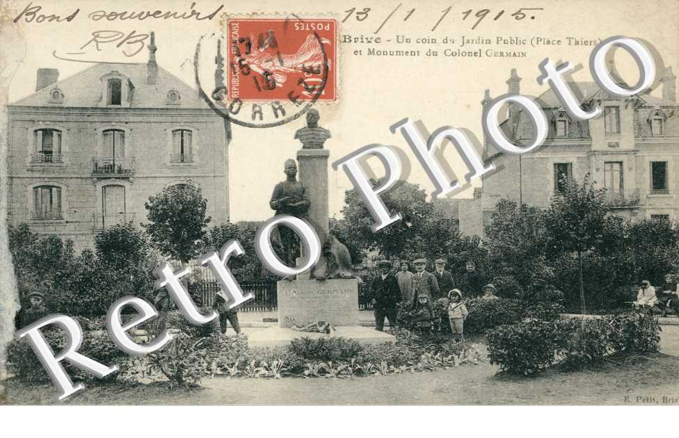 Un coin du Jardin Public (Place Thiers) et Monument du Colonel Germain