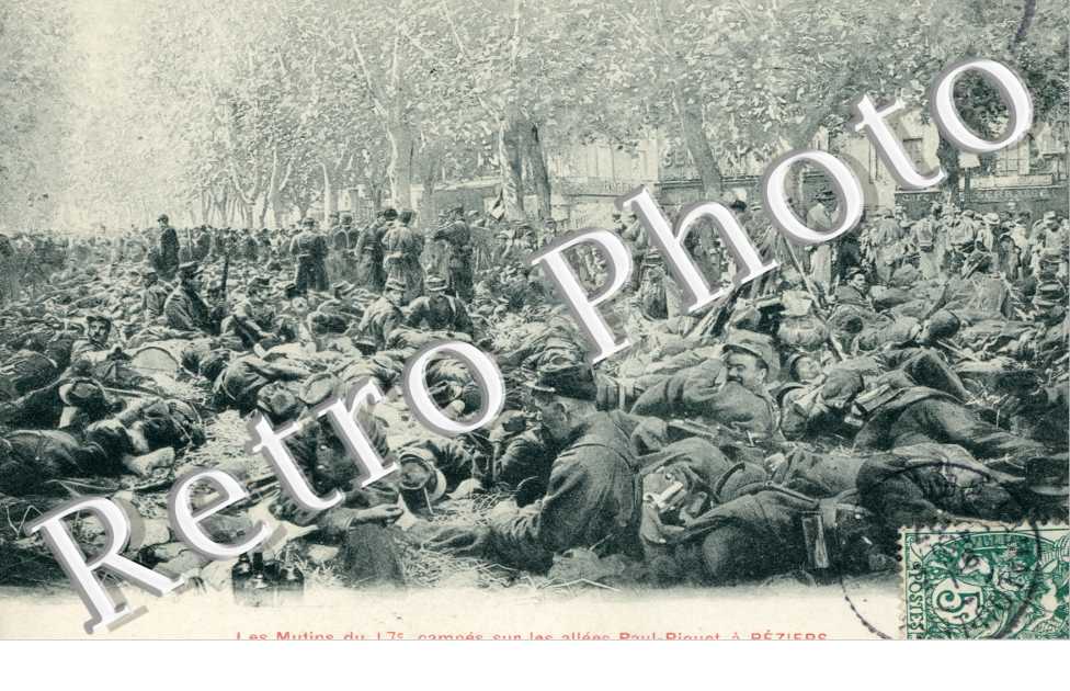Les mutins du 17e campes sur les allees Paul-Riquet