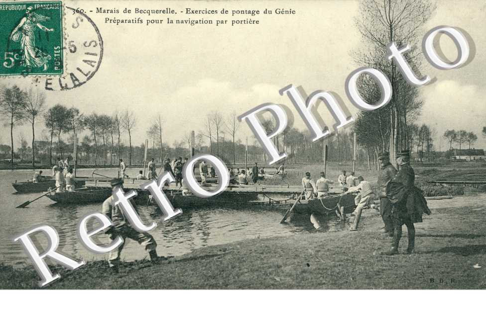 Marais de Becquerelle, exercices de pontage du Genie