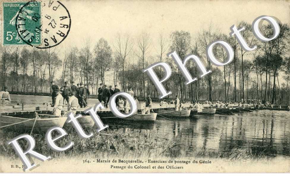 marais de Becquerelle -Exercice de pontage du Genie