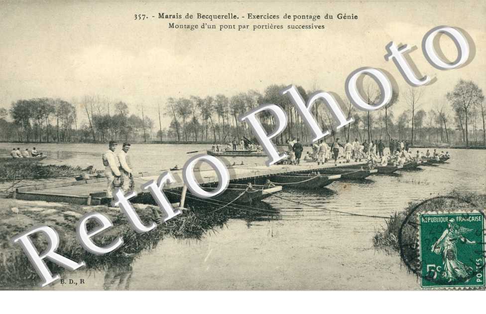 marais de Becquerelle -Exercice de pontage du Genie