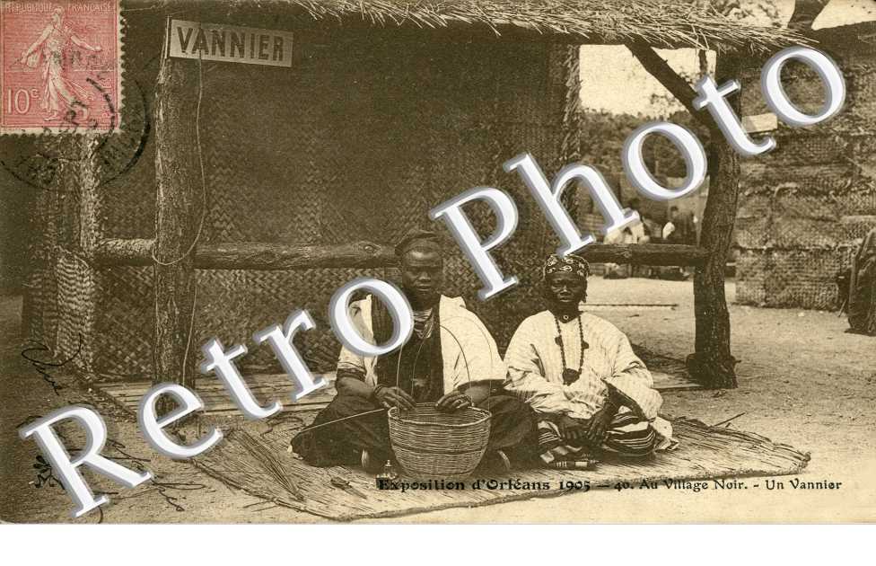 exposition d'orleans 1905, au village noir, un vannier