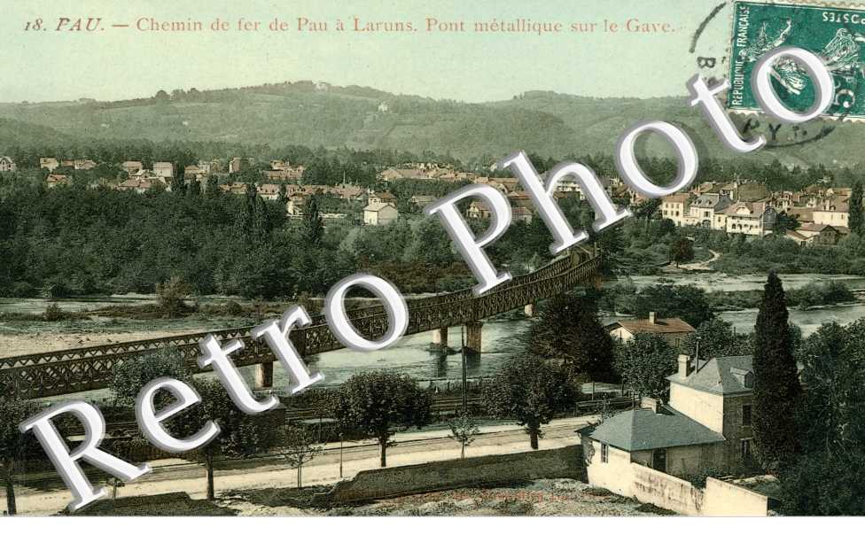 le Chemin de Fer de Pau a Laruns, le Pont Metallique sur le Gave