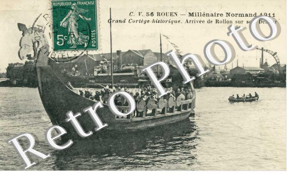 Millenaire Normand 1911 - arrivee de Rollon sur son Drakar