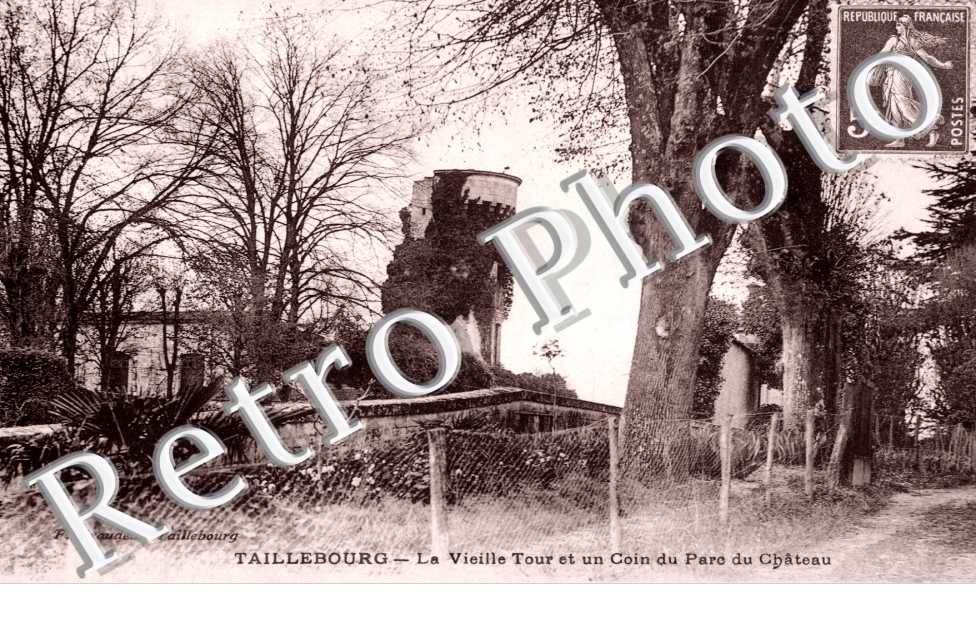 la vieille tour et un coin du parc du chateau