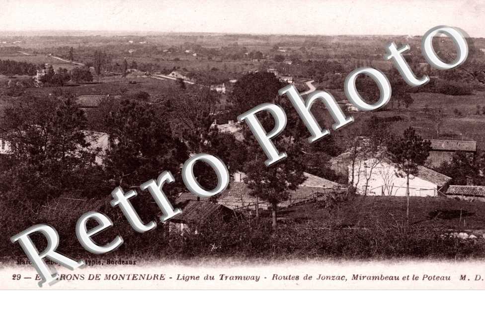 environs de Montendre, ligne de tramway, routes de Jonzac, Mirambeau et le Poteau