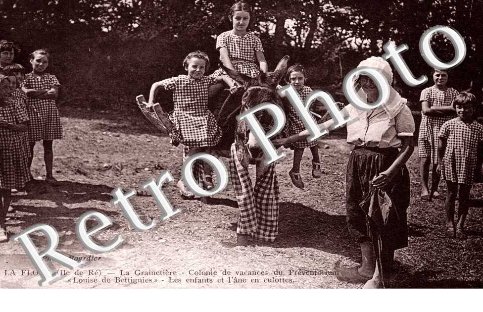 La Grainetiere Colonie de vacances du Preventorium " Louise de Bettignies " Les enfants et l&#039;ane en culottes