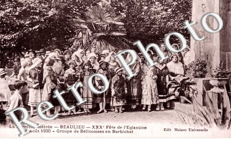 Fete de l&#039;Eglantine 31 aout 1930 - groupe de Bellocoises en Barbichet