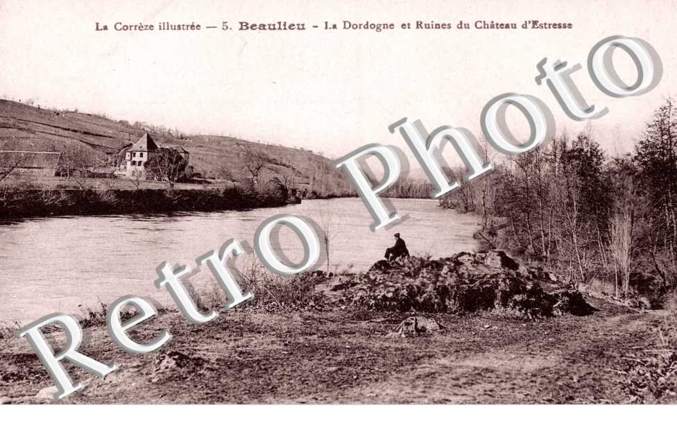 La Dordogne et ruines du chateau d'Estresse